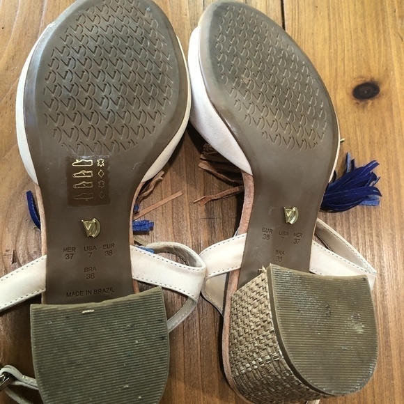 Anthropologie Vicenza Stack Heel Tassel Sandal, Size 7 - Picture 8 of 16